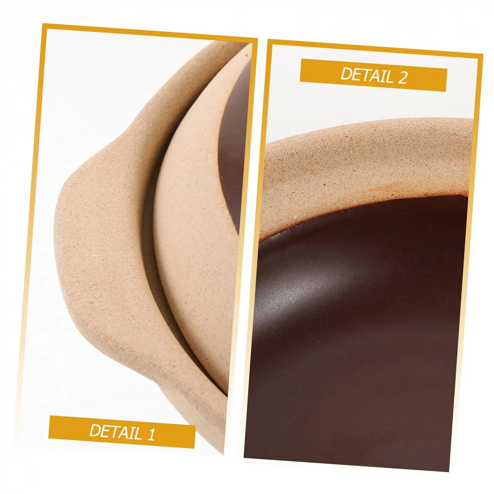 Кастрюля керамическая Gatuida с крышкой Жаропрочная с нескользящими ручками Гладкая поверхность, фото №5