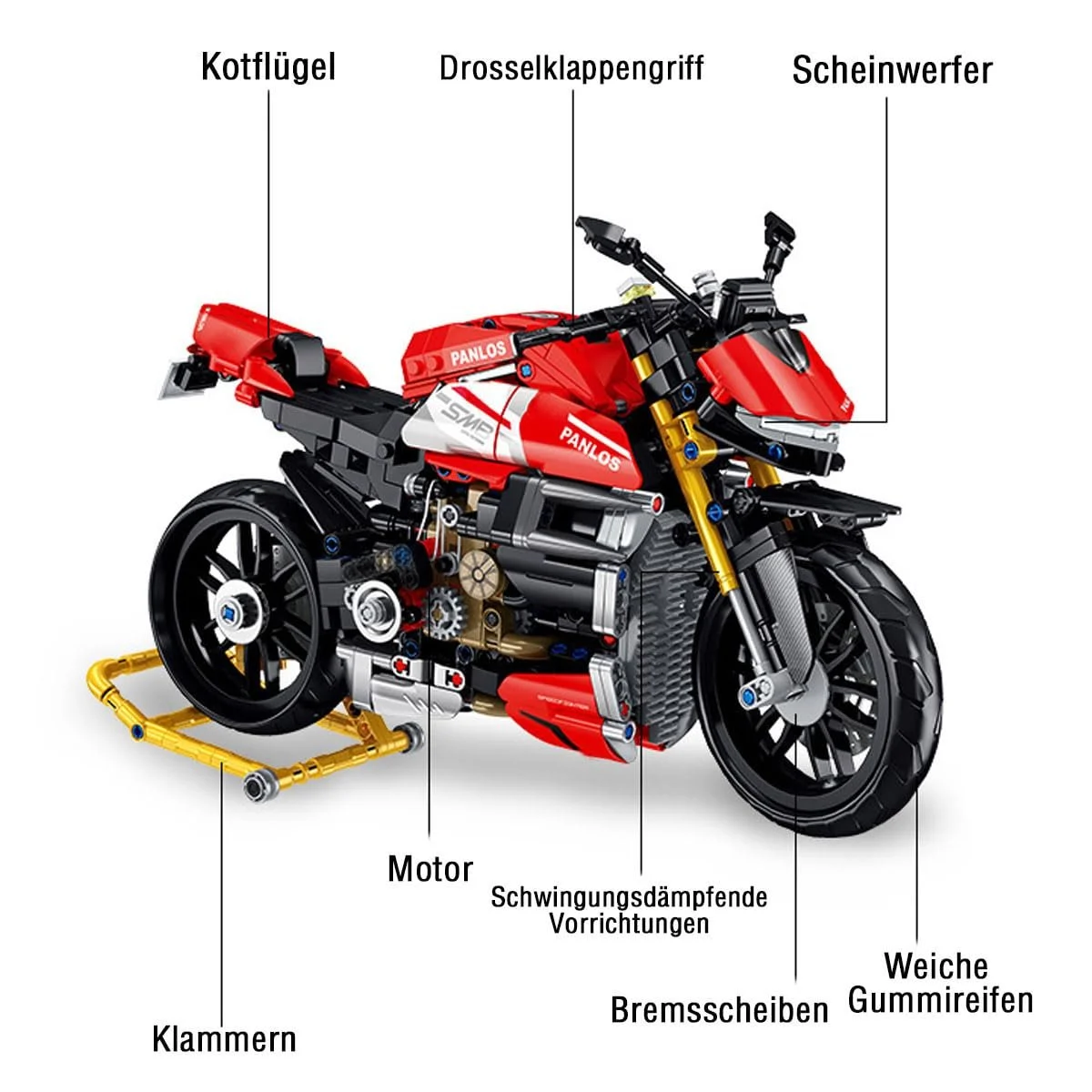 Конструктор Мотоцикл YILETKC Technology Ducati V4 SP, 981 деталь, фото №2