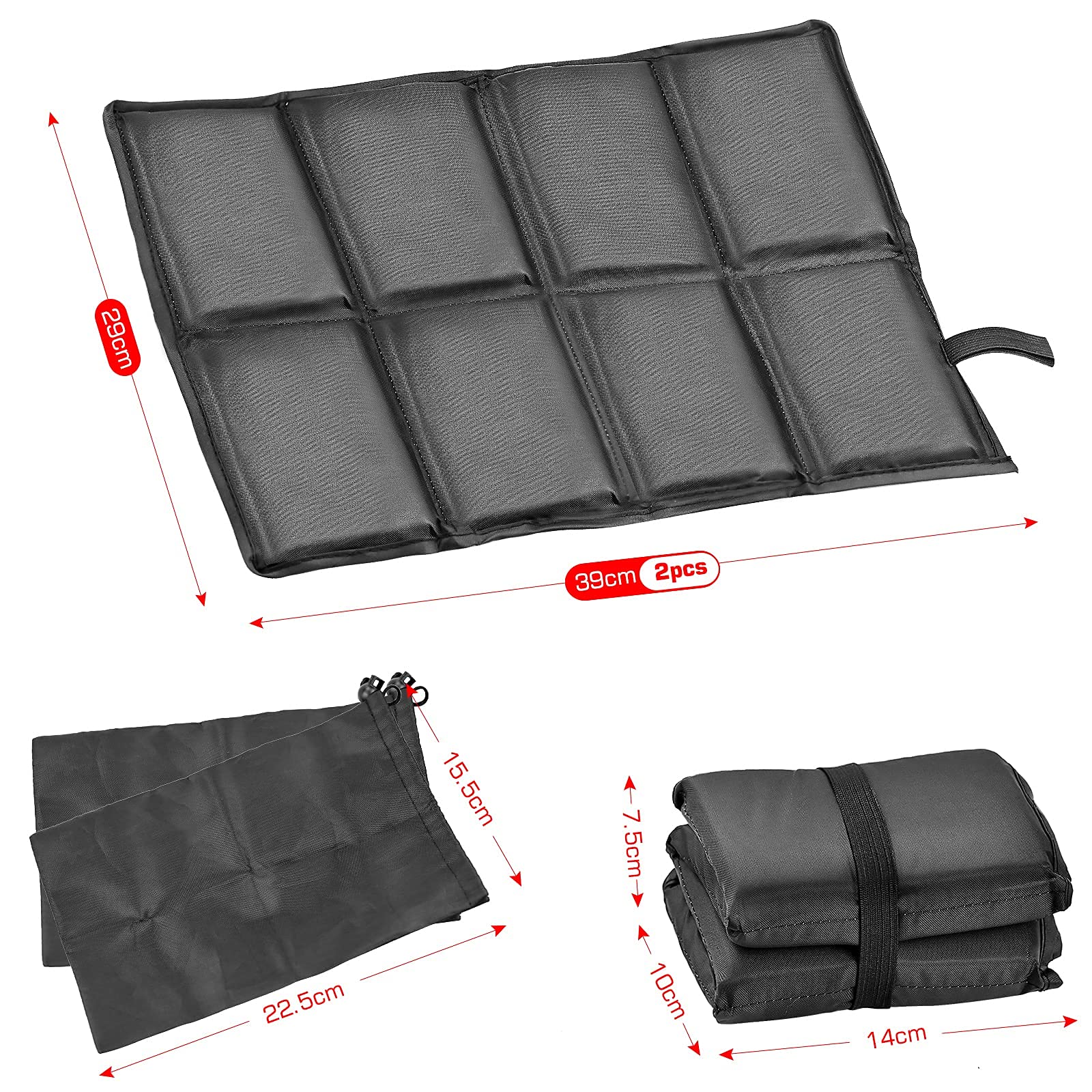 Сидушка HongBoom Pack of 2 Thermal Outdoor Seat Cushion Oxford Thermal Foldable Outdoor Seat Cushion Portable Black, фото №3