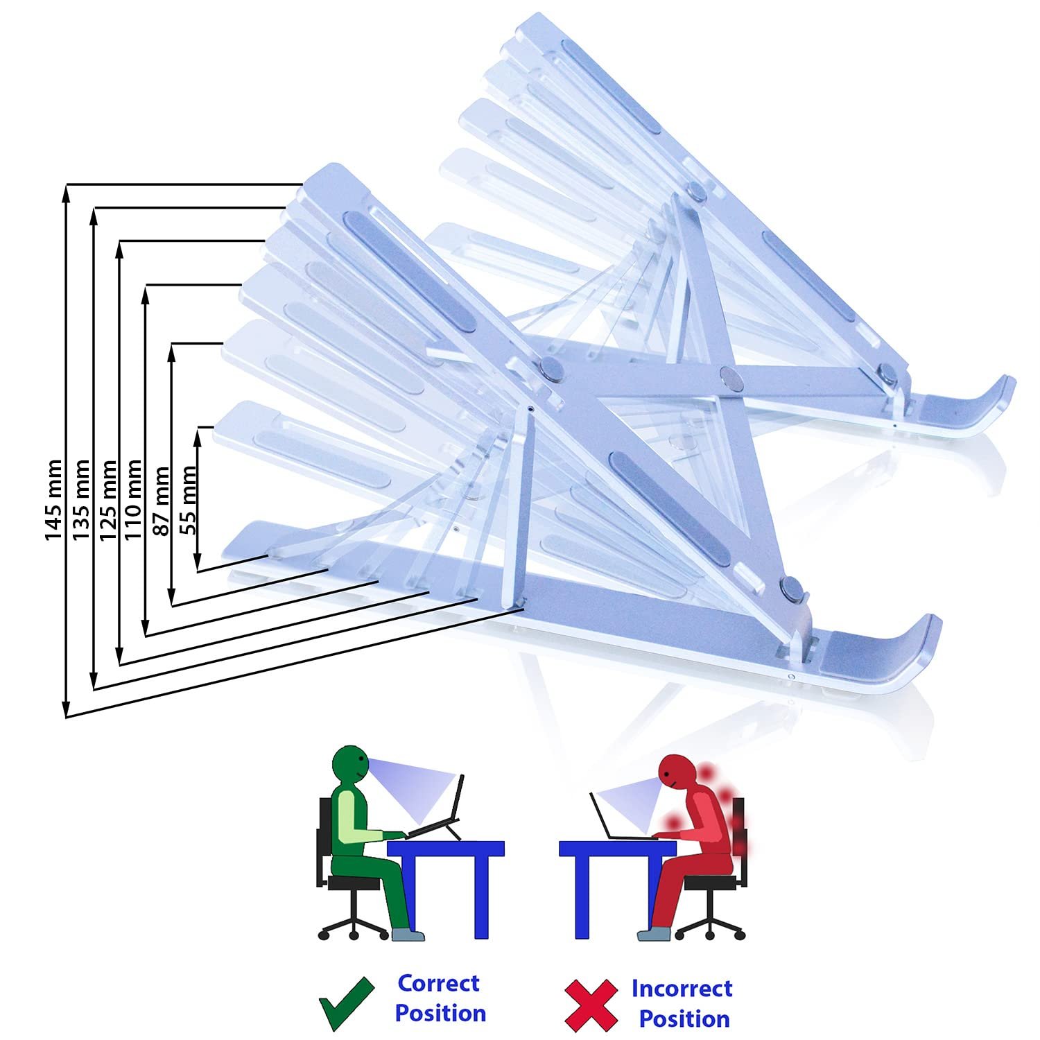 Подставка для ноутбука складная AABCOOLING для ноутбуков, планшетов, смартфонов, книг, вертикальная, стабильная, портативная, 6 уровней угла наклона, регулируемая по высоте, фото №3