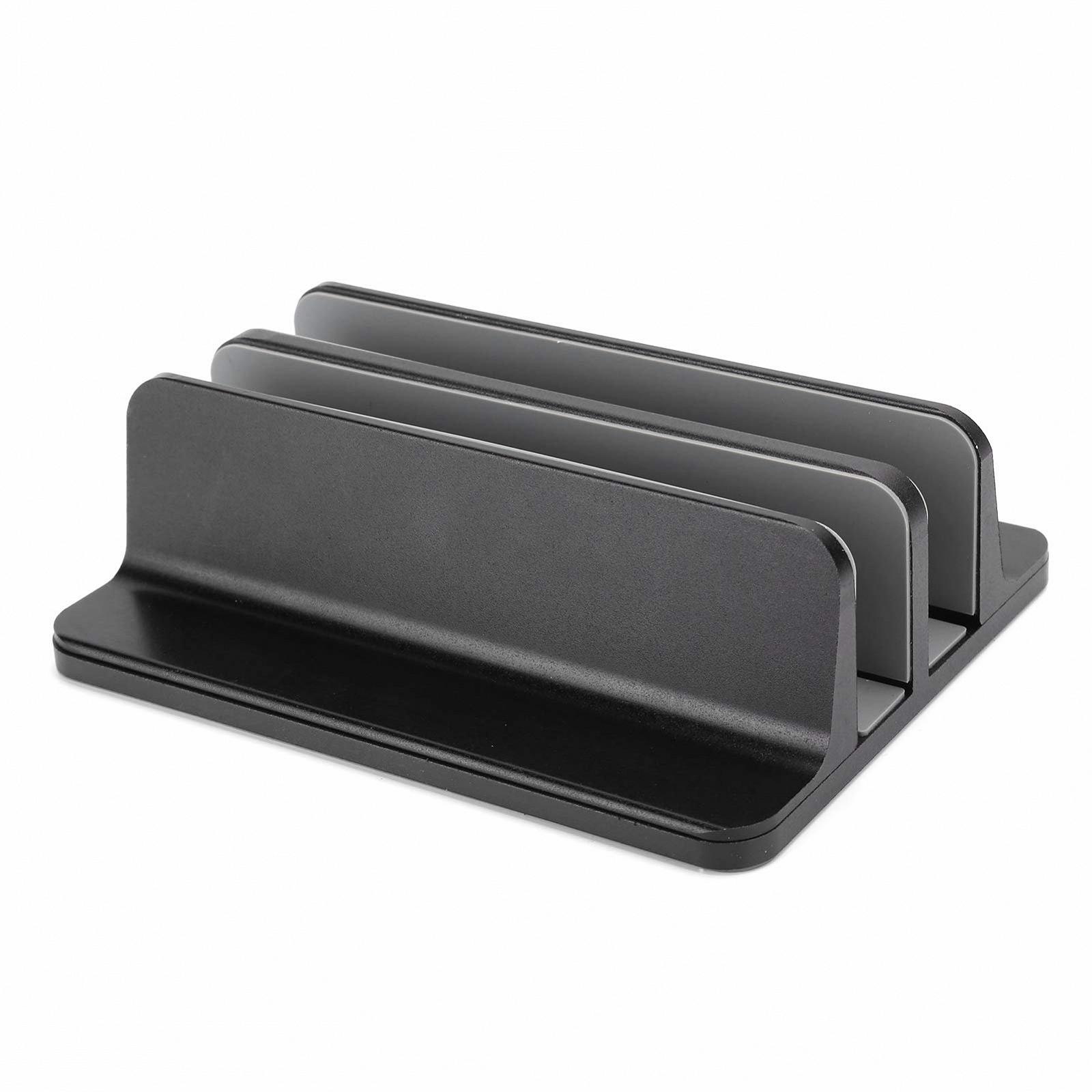 Вертикальна підставка для ноутбука регульована 2 слоти Алюмінієвий лоток-підставка з 3-стороннім силіконом для зберігання комп'ютера, планшета, книг, фото №4