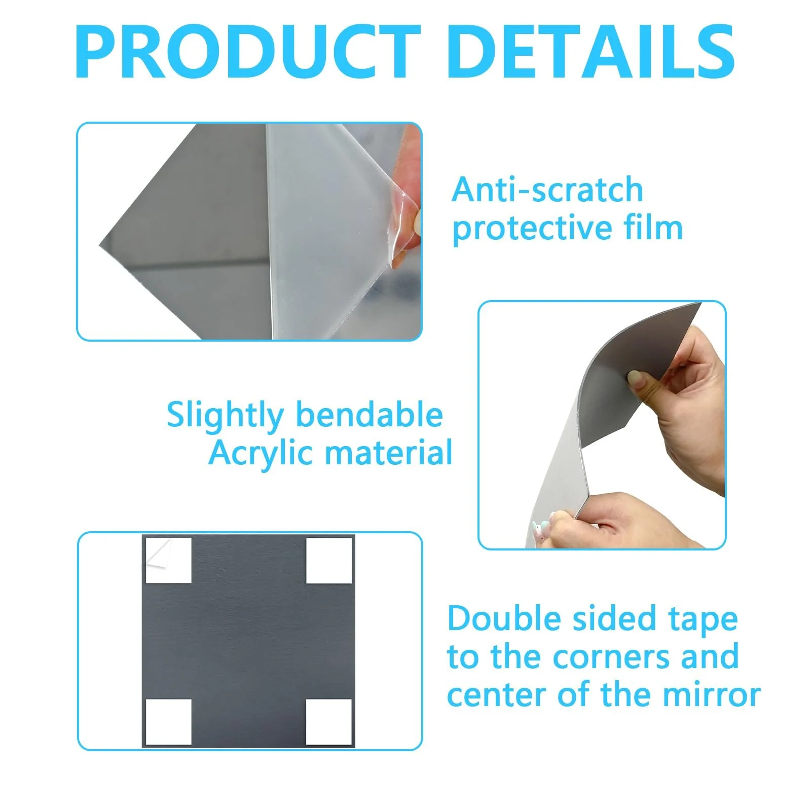 Набір дзеркальних наклейок Bellanova Квадратні акрилові плитки самоклеючі 20 x 20 см, фото №3