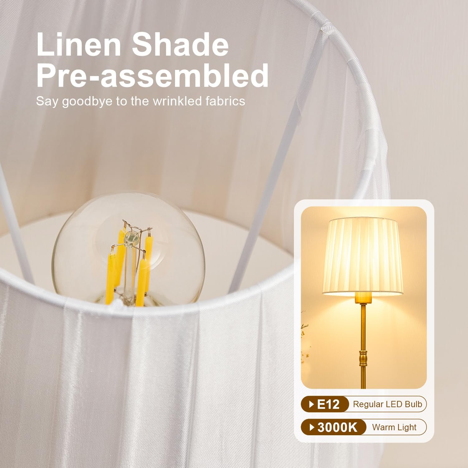 Настільна лампа бездротова акумуляторна 5200 мАг LED сенсорна з тканинним абажуром Gold, фото №8