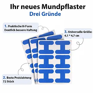 Пластирі для рота для сну (72 шт. в упаковці), H-подібної форми, від хропіння, що допомагають дихати носом synthetic.ua - Фото 1