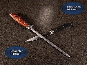 Мусат із загартованої спеціальної сталі з ергономічною ручкою з дерева Пакка synthetic.ua - Фото 1