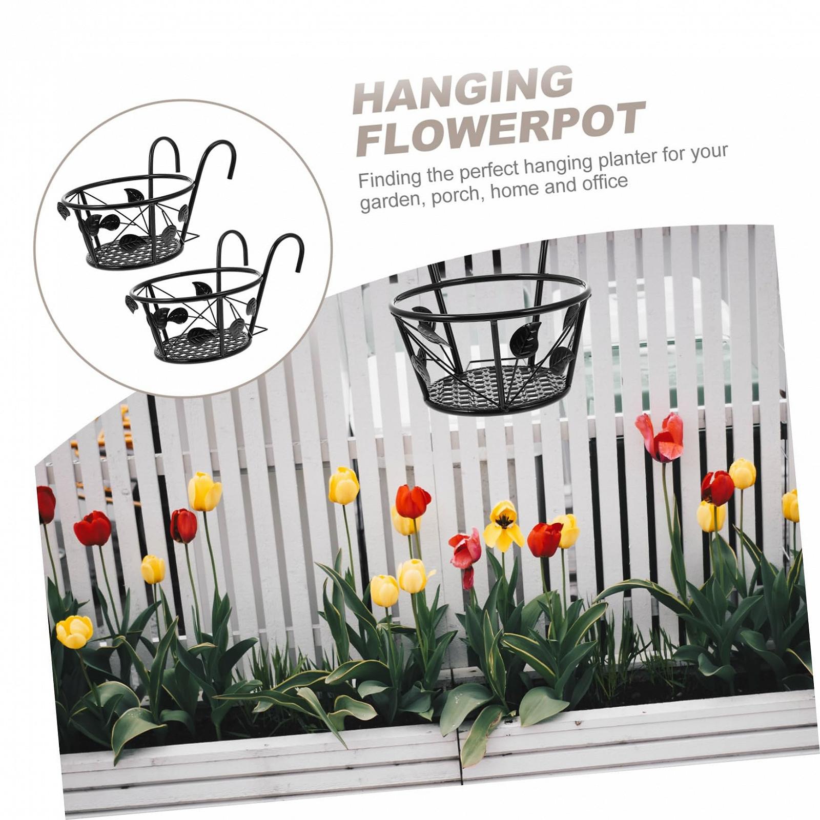 Підставки для рослин HEMOTON 2 шт залізні для балконних перил, фото №4