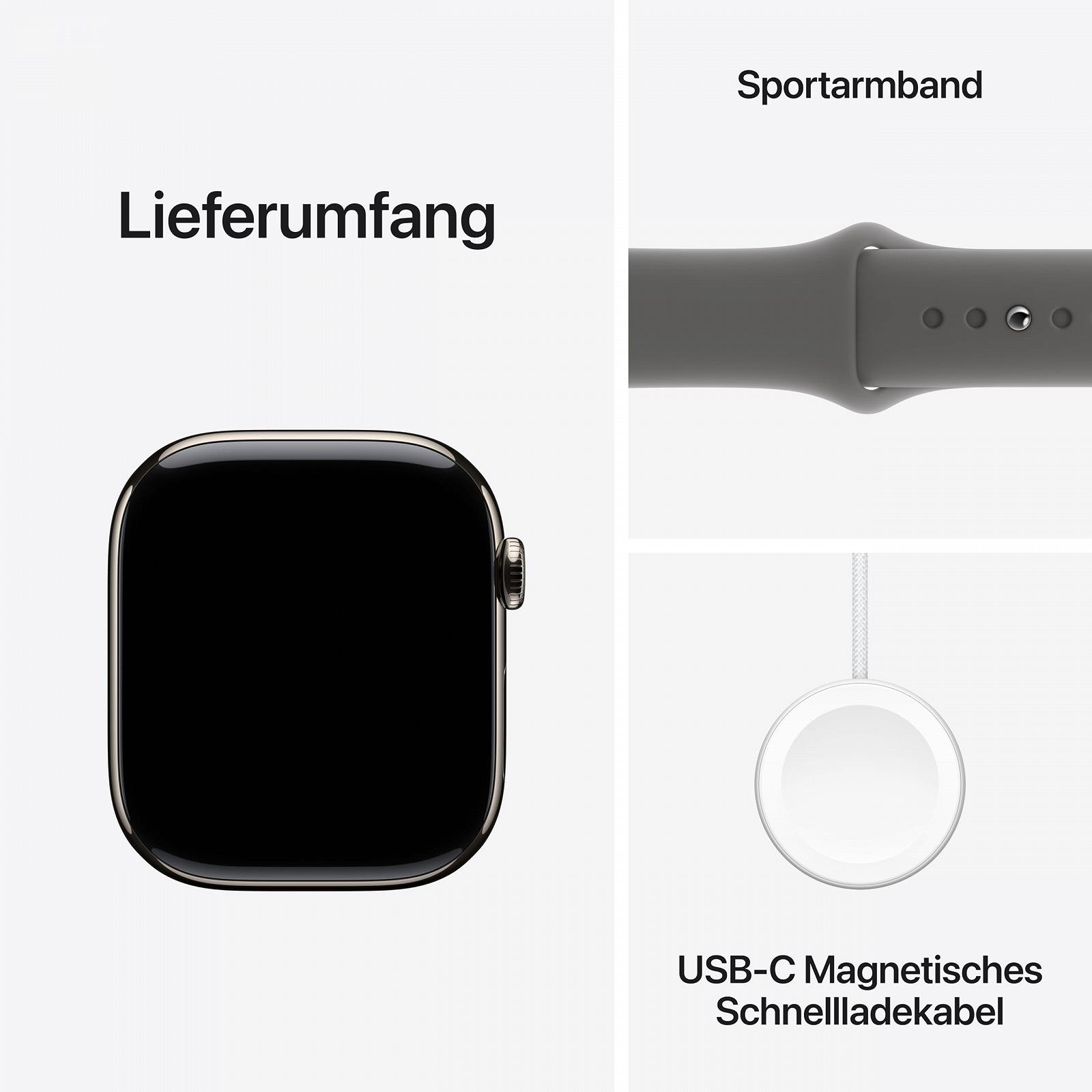 Смарт-годинник Apple Watch Series 10 (GPS + Cellular, 46 мм) Титановий корпус Натуральний Ремінець Світло-сірий (S/M), фото №6