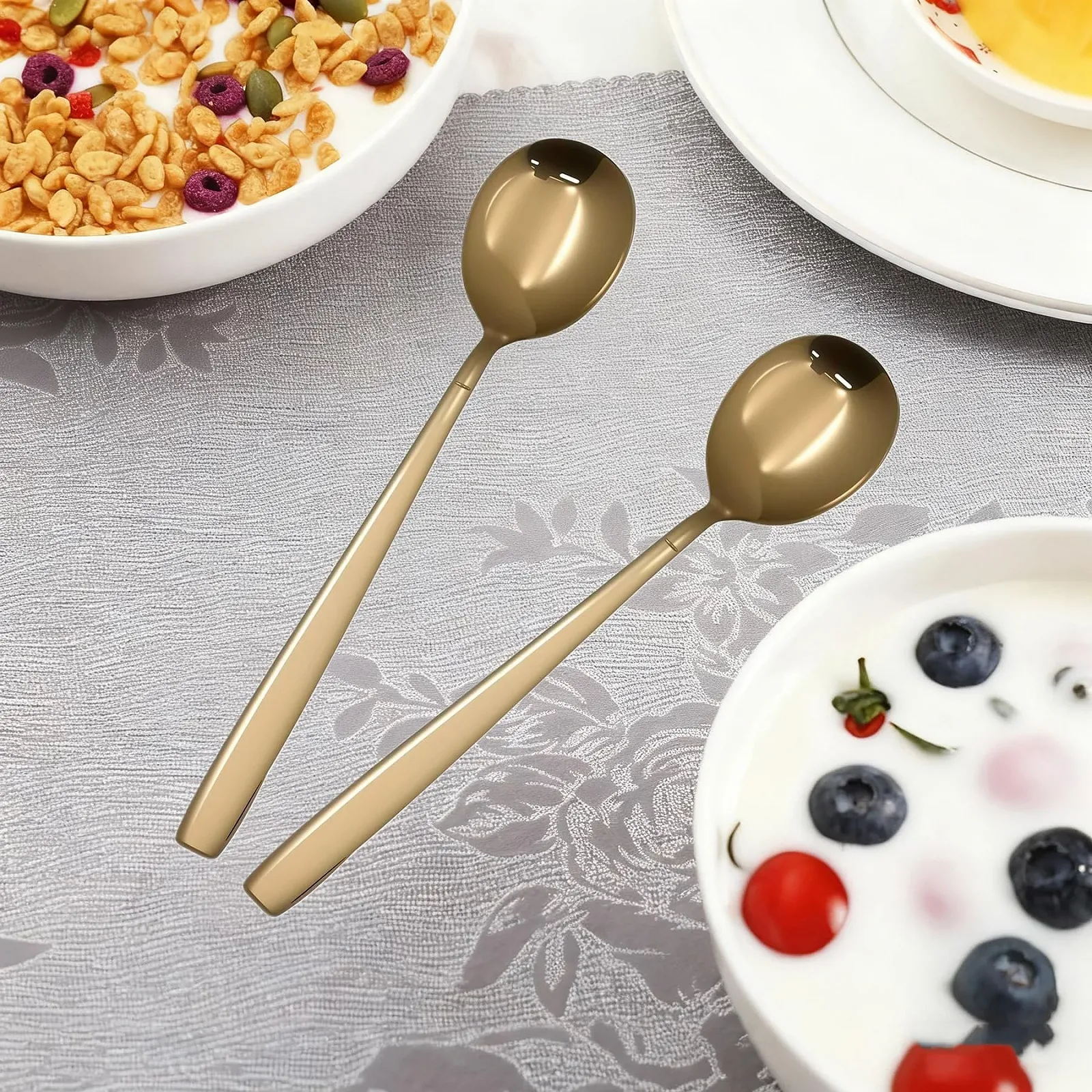 Ложка для супу набір, нержавіюча сталь, 12 штук, 16 cm, золотий, фото №6 Ложка для супу набір, нержавіюча сталь, 12 штук, 16 cm, золотий, фото №6