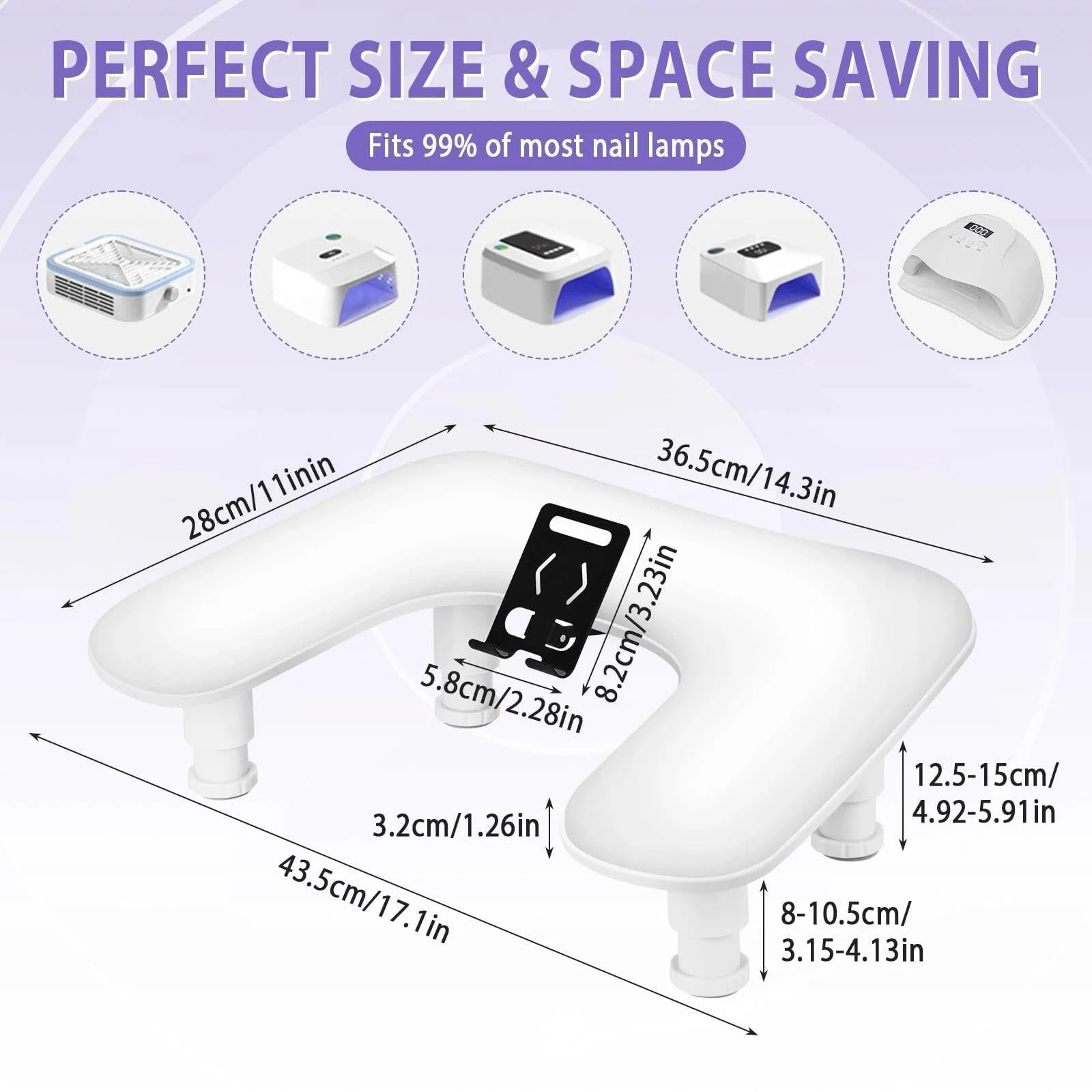 Підставка для рук Манікюрний стіл з тримачем для мобільного телефону, U-подібна підставка для рук з PU шкіри, фото №5