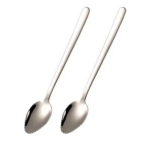 Ложка для грейпфрута Kiwi, серебристая, из нержавеющей стали, с зубцами, 2 шт - Фото 1