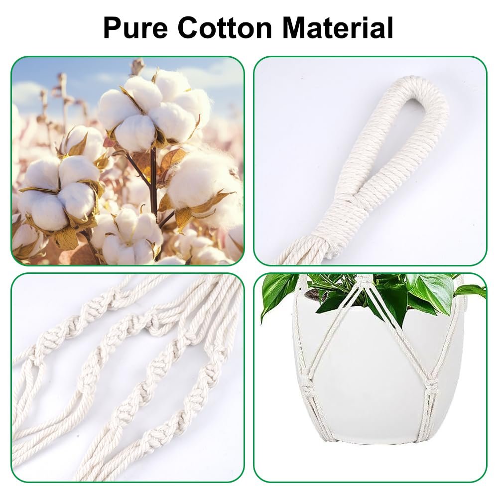 Підвісний кошик Macrame Cotton Rope with Metal Hooks 60 см Set of 2, фото №3 Підвісний кошик Macrame Cotton Rope with Metal Hooks 60 см Set of 2, фото №3