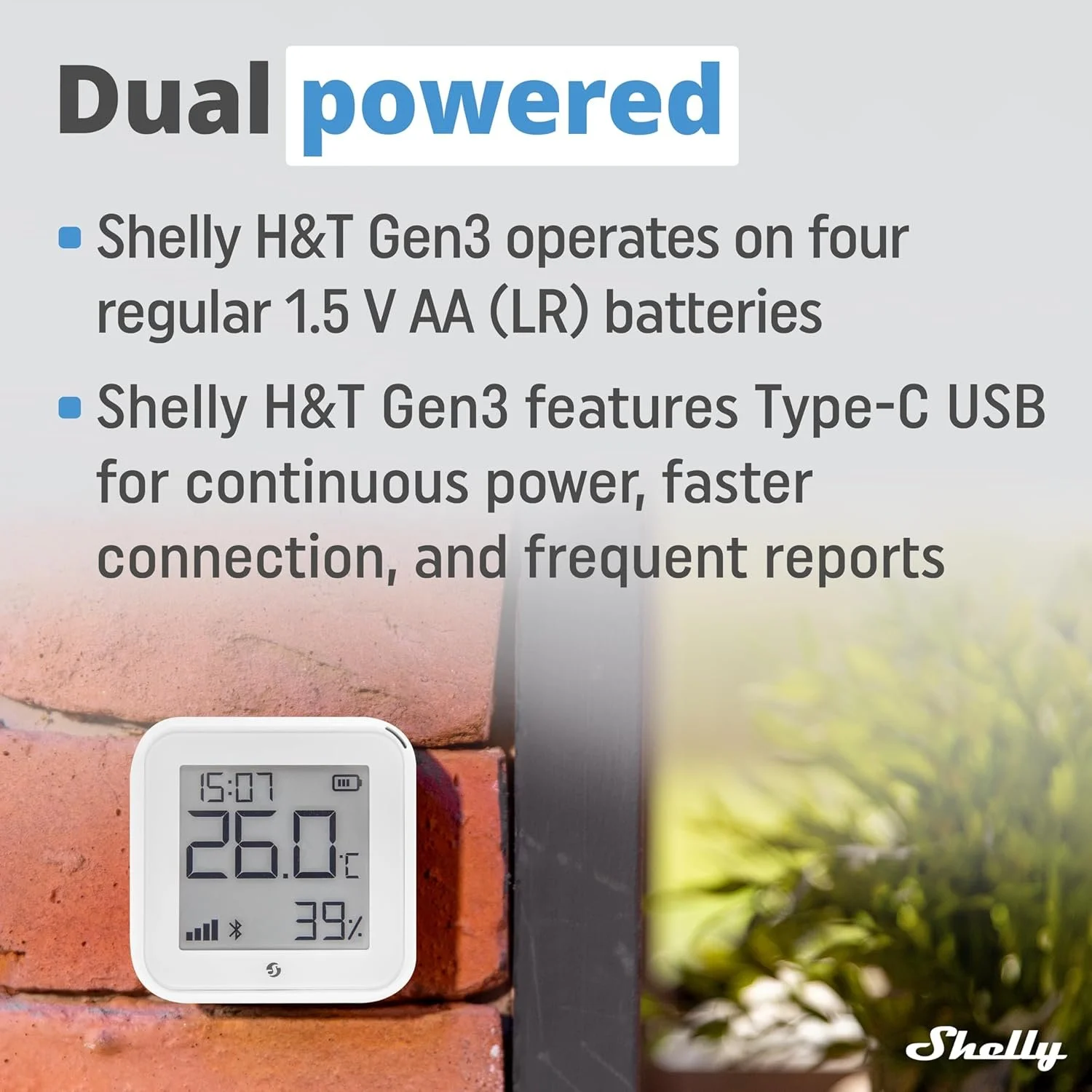 Датчик температури та вологості Shelly H&T Gen3 White / Wi-Fi / Bluetooth / Smart керування / Білий, фото №4 Датчик температури та вологості Shelly H&T Gen3 White / Wi-Fi / Bluetooth / Smart керування / Білий, фото №4