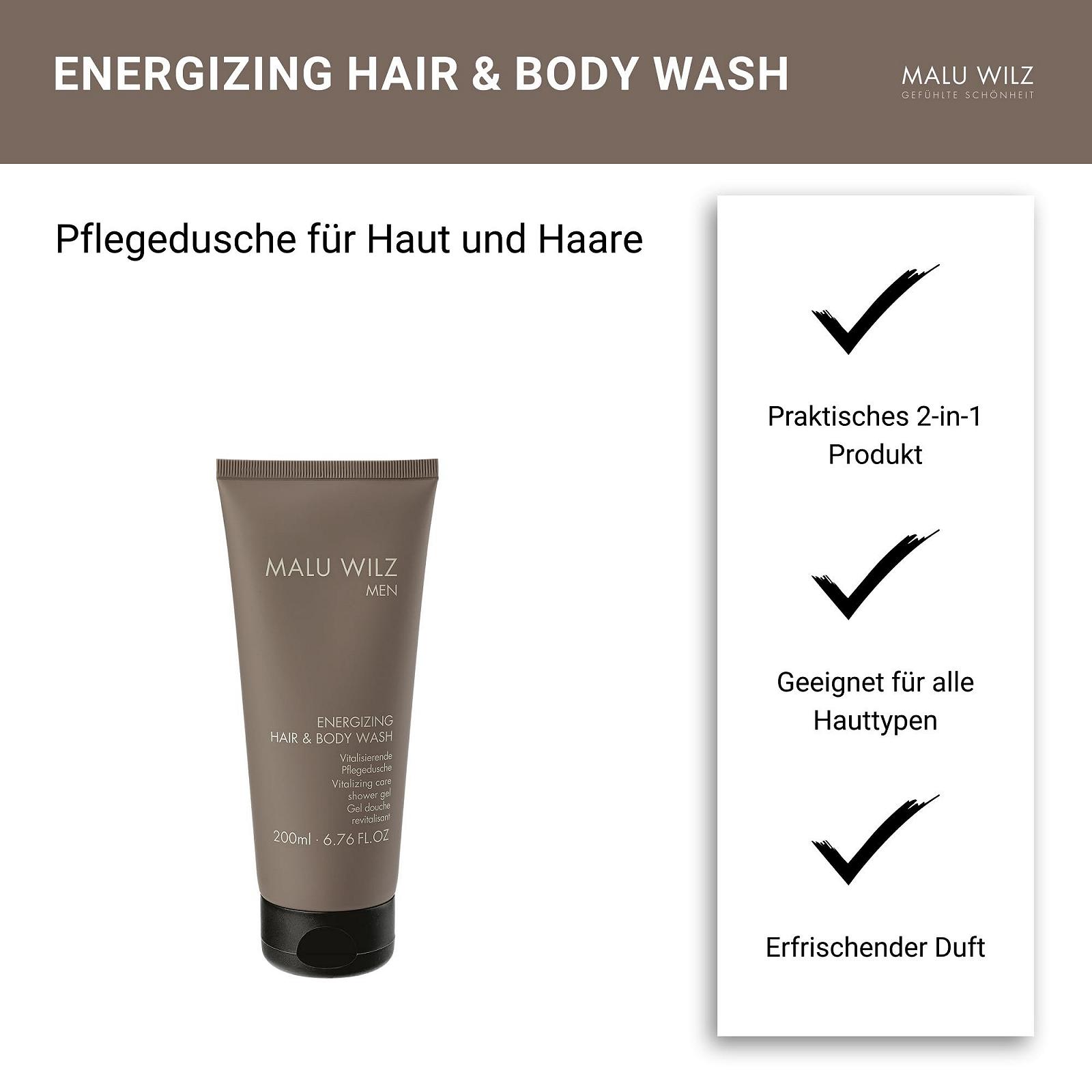Гель для душу та шампунь Malu Wilz Energizing 200 мл, фото №3