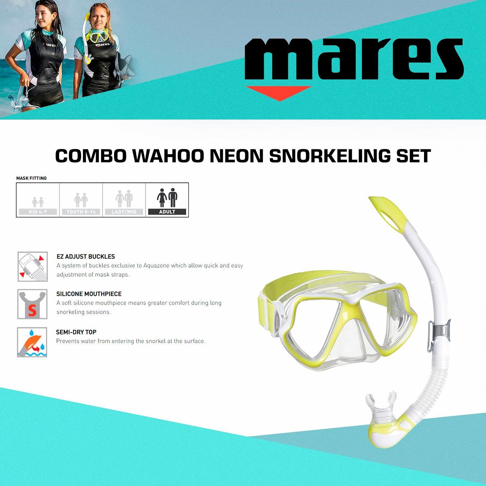 Комплект Маска та трубка Mares Aquazone Combo Wahoo Neon, доросла, унісекс, фото №6