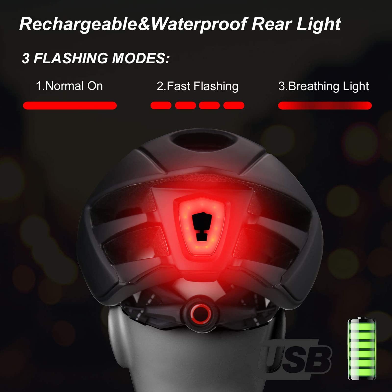 Шолом велосипедний Kinglead з LED підсвічуванням, чорний, 57-61 см, фото №4