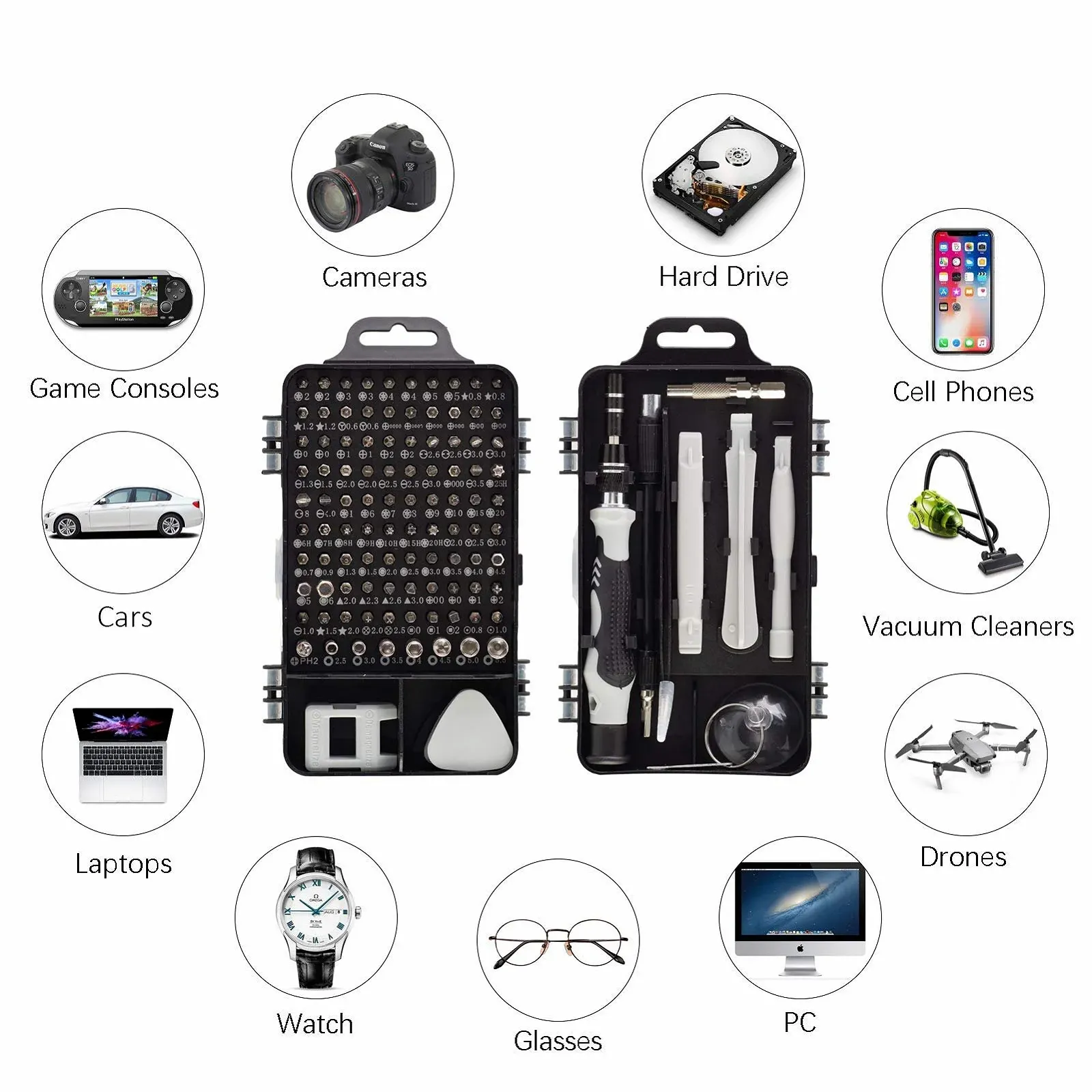 Набір прецизійних викруток HPMAISON 115 в 1 магнітний для електроніки, фото №5