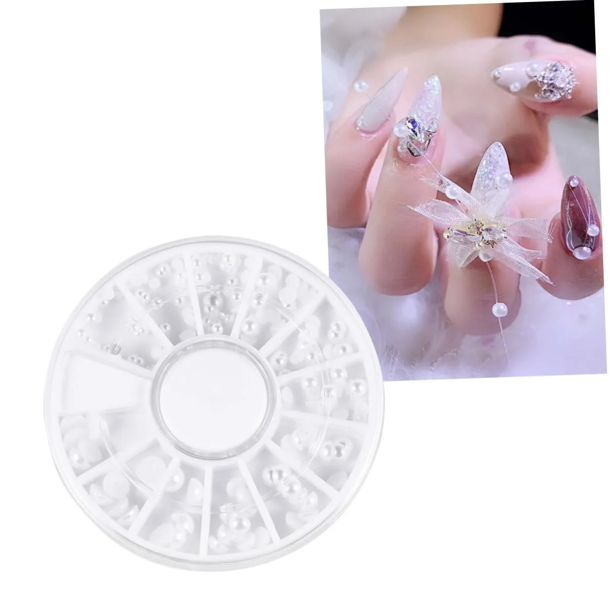 Набір намистин для нігтів (5 шт.) Камені Плоскі кристали 3D Декор, фото №8