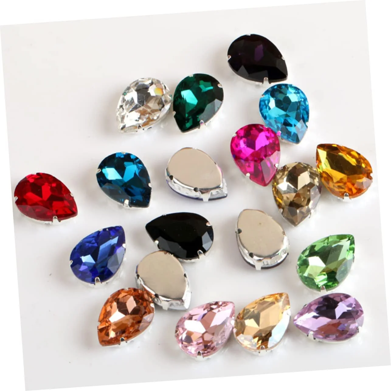 Стразы Стеклянные VILLCASE Капля Разные формы Зеленый, 50 шт, фото №2