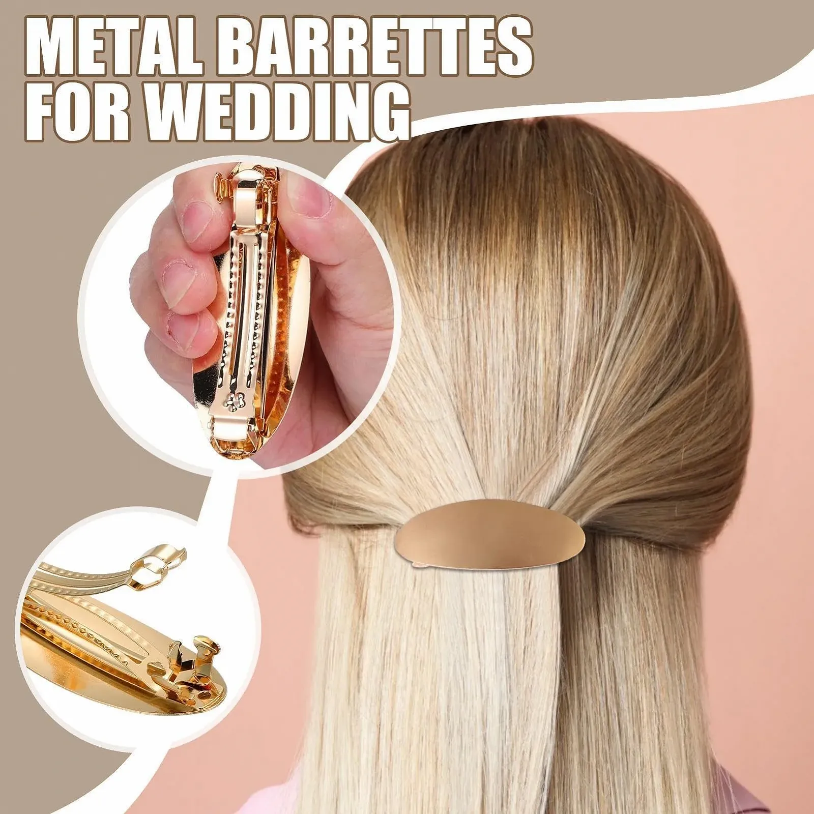 Заколка для волос Acunny Французская, плоская | Металлическая свадебная заколка для волос Винтажная Французская заколка для волос Овальное свадебное украшение для волос, фото №3 Заколка для волос Acunny Французская, плоская | Металлическая свадебная заколка для волос Винтажная Французская заколка для волос Овальное свадебное украшение для волос, фото №3