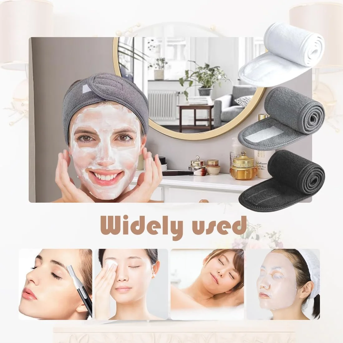 Набір з 3 пов'язок для волосся махрові регульовані, фото №6