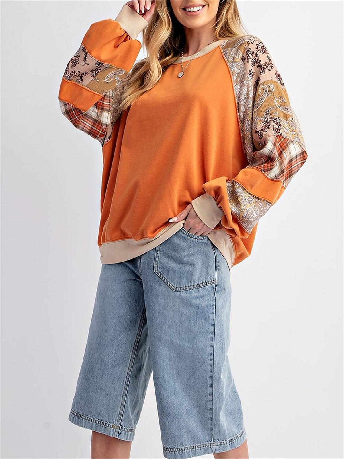 Свитшот SANSIWU Y2K Винтажный, оверсайз, с графическим принтом, для женщин, с длинными рукавами, колор-блок, лоскутный, пуловер, свободная рубашка, уличный стиль, фото №4 Свитшот SANSIWU Y2K Винтажный, оверсайз, с графическим принтом, для женщин, с длинными рукавами, колор-блок, лоскутный, пуловер, свободная рубашка, уличный стиль, фото №4