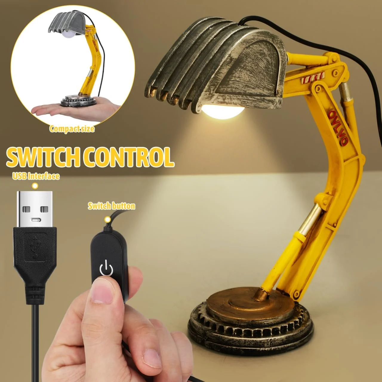 Настільна лампа Gatuida Excavator дитяча з полірезину, фото №3