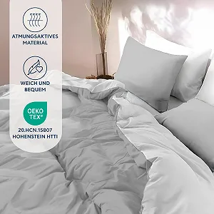 Комплект постельного белья Dreamzie 200 x 200 см с 2 наволочками 50 x 70 см Светло-серый/Белый synthetic.ua - Фото 1