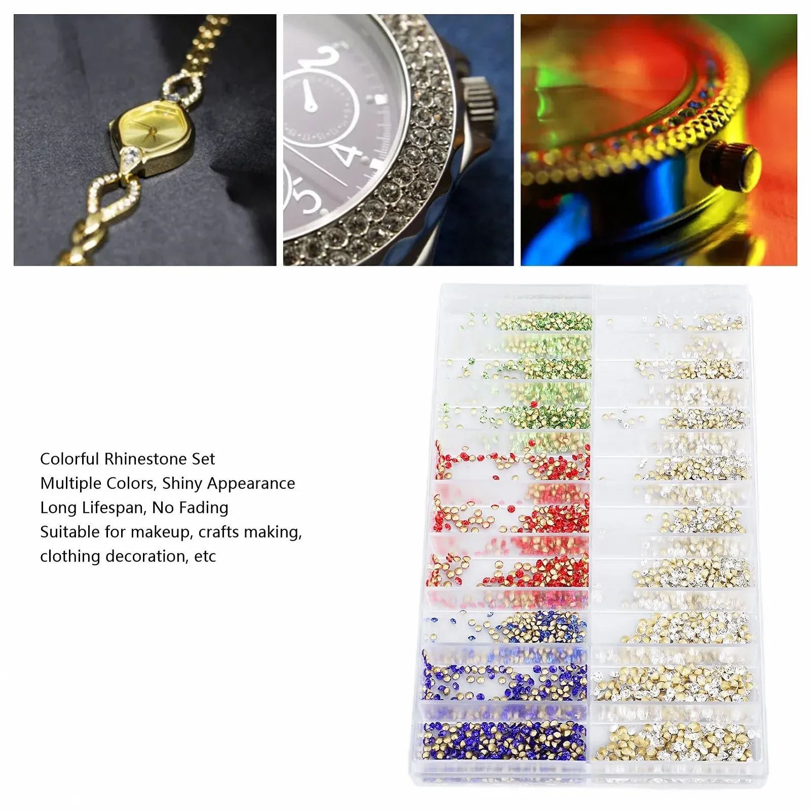 Набор Камней для рукоделия 18 Отделений Разноцветные Камни для рукоделия, ювелирных изделий, одежды, чехлов для телефонов, фото №9