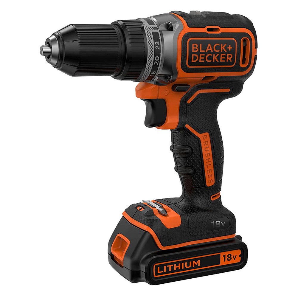 Дриль-шурупокрут Black & Decker BL186K1B2 Бездротовий 18 В Безщітковий 2 x Акумулятори 2 А·год Чохол, фото №2 Дриль-шурупокрут Black & Decker BL186K1B2 Бездротовий 18 В Безщітковий 2 x Акумулятори 2 А·год Чохол, фото №2