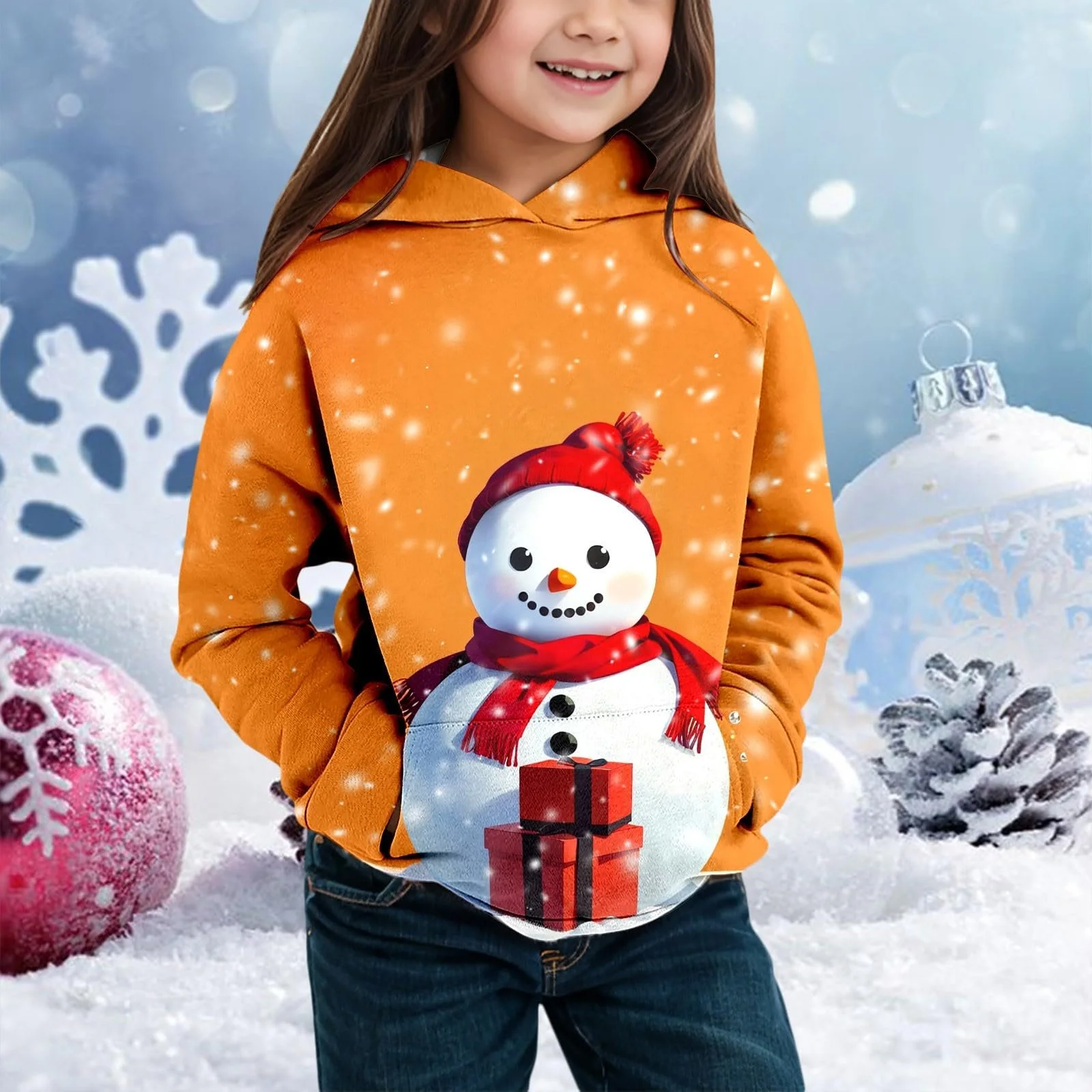 Різдвяний дитячий Світшот з довгими рукавами і модним принтом, фото №3