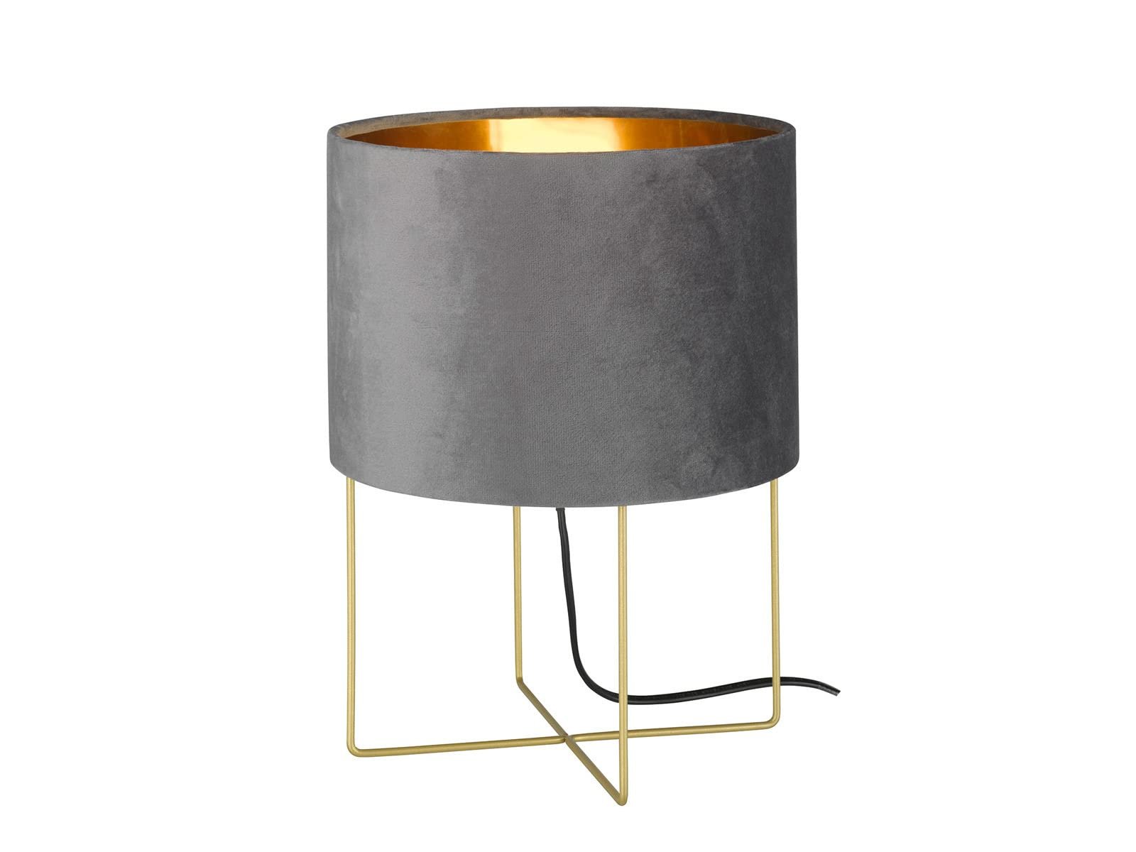 Настільна лампа Велюровий абажур Сіра Золотиста 24 см., фото №1