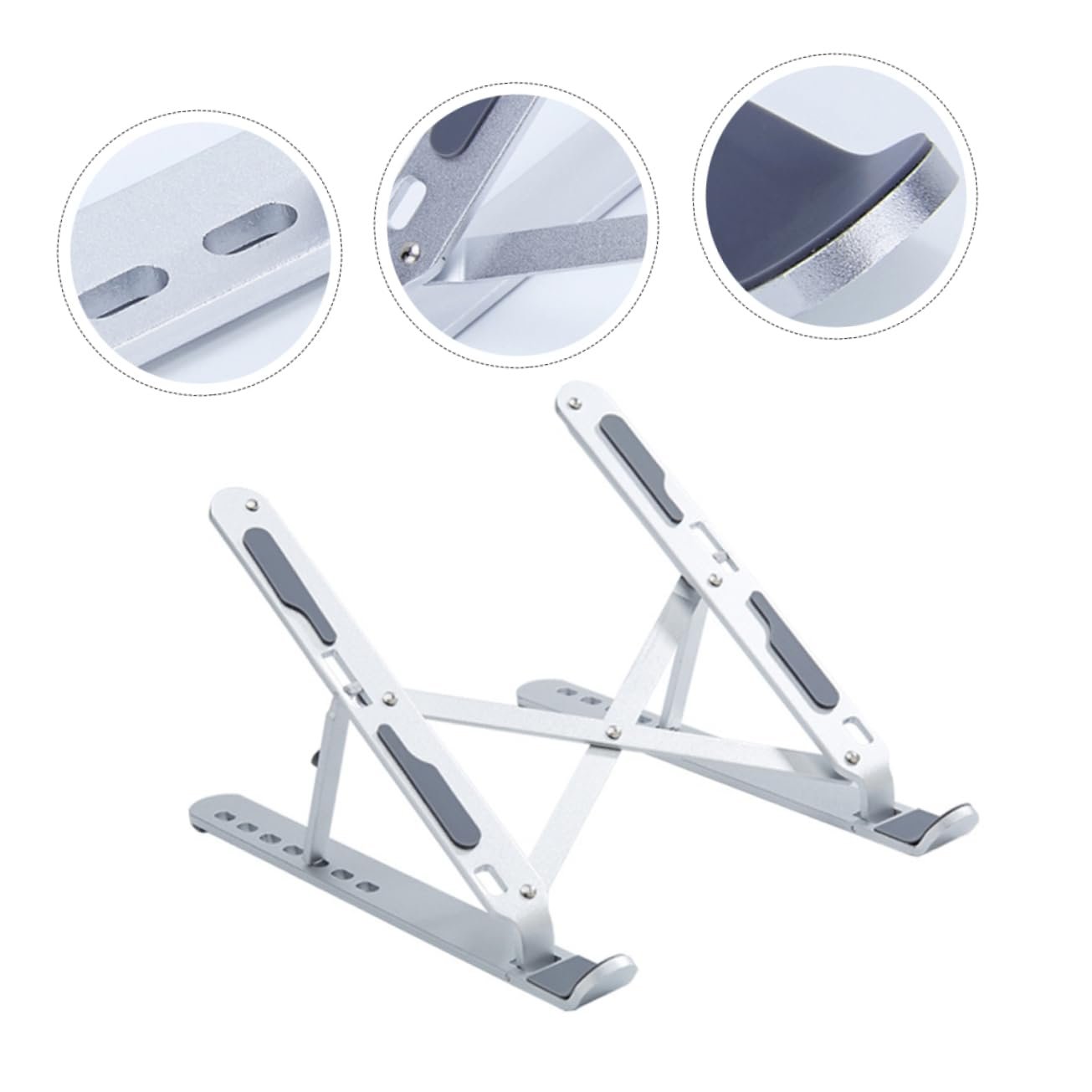 Підставка для ноутбука алюмінієва складана, регульована по висоті, стабільна, ергономічна, портативна, міцна, сумісна з усіма ноутбуками, фото №5