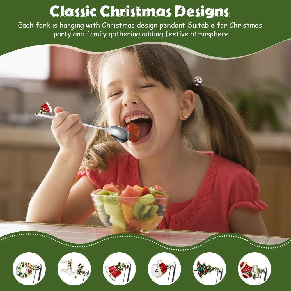 Ложка Різдвяна, набір 6 штук, з нержавіючої сталі, фото №4