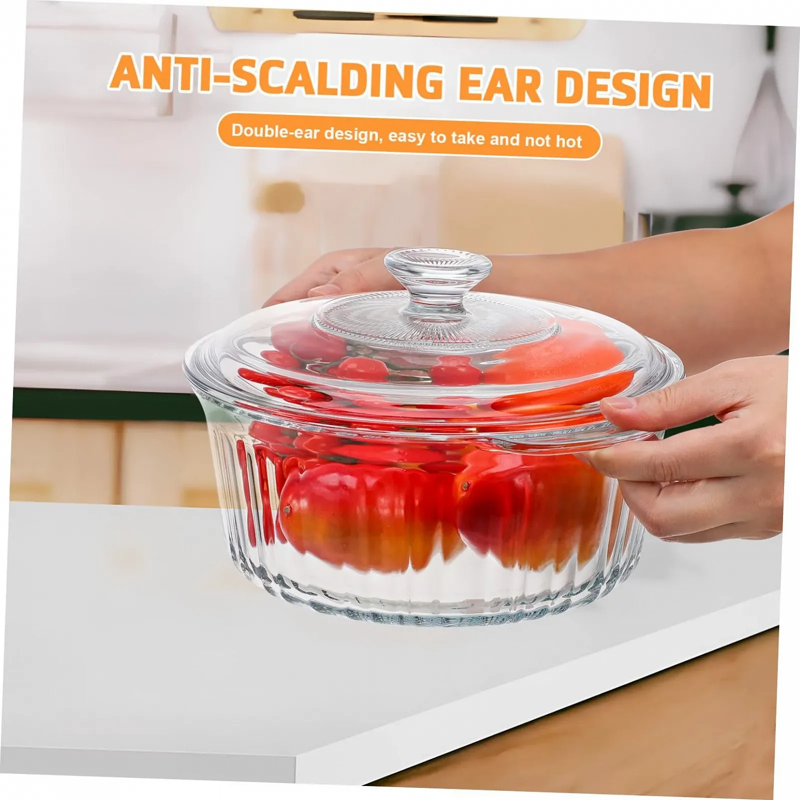 Скляна форма для запікання кругла з кришкою глибока для духовки, фото №8 Скляна форма для запікання кругла з кришкою глибока для духовки, фото №8