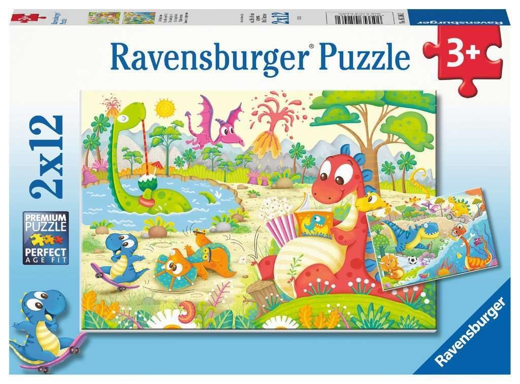 Детский пазл Ravensburger Favourite Dinosaurs 2 x 12 элементов, фото №1