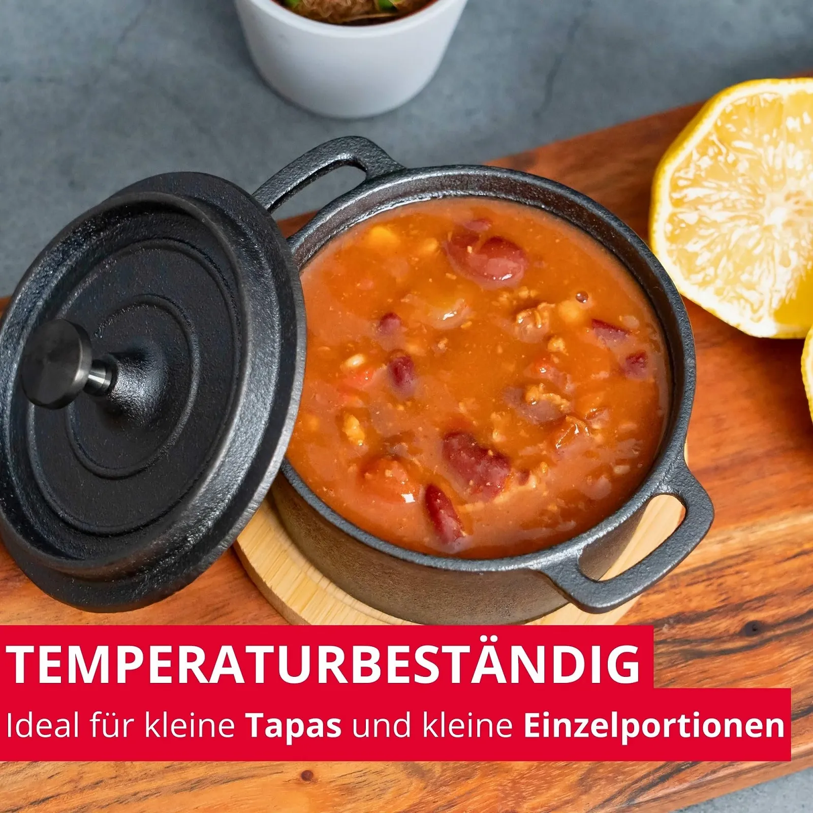 Горщик чавунний Westmark Tapas + Friends з кришкою та бамбуковою підставкою 250 мл, фото №6