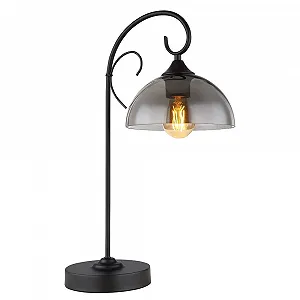 Настольная лампа Globo Smoky Стеклянная Прикроватная Металл Черная E27 33.5 х 20 x 52 см - Фото 1