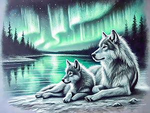 Пазл CALVENDO Two Wolves on the Lake Shore 1000 элементов 64 x 48 см synthetic.ua - Фото 1