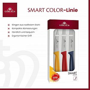 Набір кухонних ножів Gerlach Smart Color, 3 ножі з нержавіючої сталі: ніж для овочів 3,5 дюйма, ніж для стейка 4 дюйма, кухонний ніж 5 дюймів synthetic.ua - Фото 1