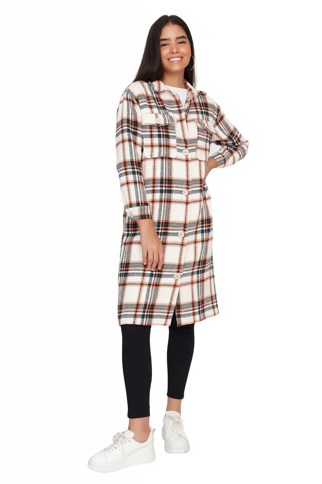 Женская зимняя куртка в клетку TRENDYOL Modest Regular Basic, фото №2 Женская зимняя куртка в клетку TRENDYOL Modest Regular Basic, фото №2