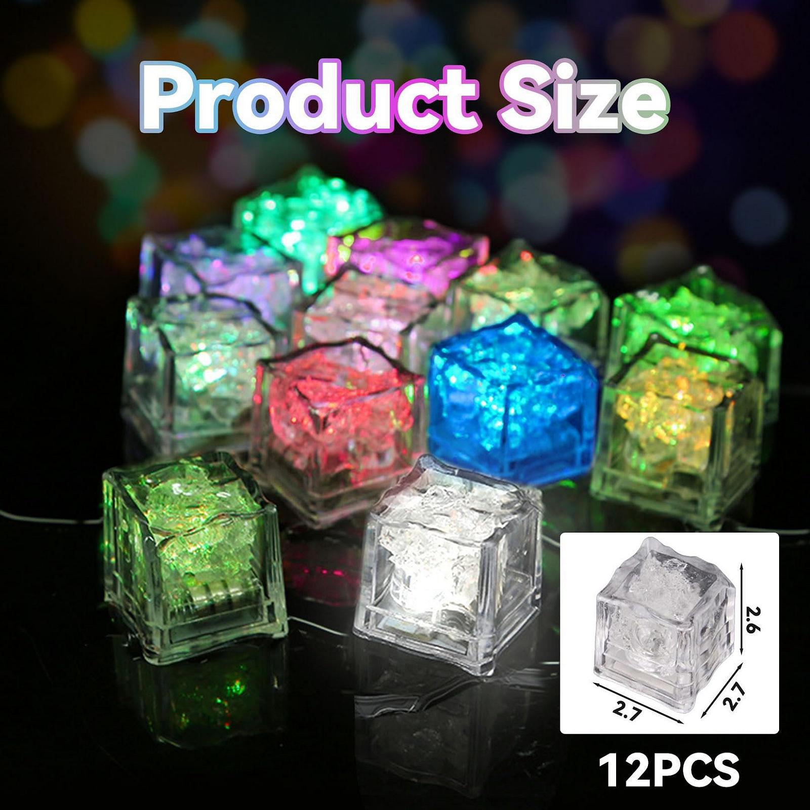 Світлодіодні кубики льоду, набір 12 штук, різнокольорові, іграшка для ванни, фото №2 Світлодіодні кубики льоду, набір 12 штук, різнокольорові, іграшка для ванни, фото №2