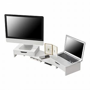 Подставка для монитора [en.casa] Marttila с 2 ящиками 60 x 22 x 11 см для ноутбука, компьютера, белая synthetic.ua - Фото 1