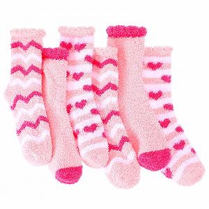 Носки Женские Пушистые 3 Пары Полосатые Розовые (Сердце) - Фото 1
