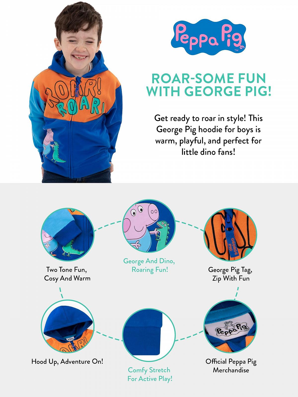Худи Peppa Pig George Pig Детское хлопковое худи для мальчиков от 18 месяцев до 8 лет, фото №6
