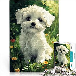 Пазл Щенок мальтийской болонки в цветах 1000 элементов 38 x 26 см - Фото 1