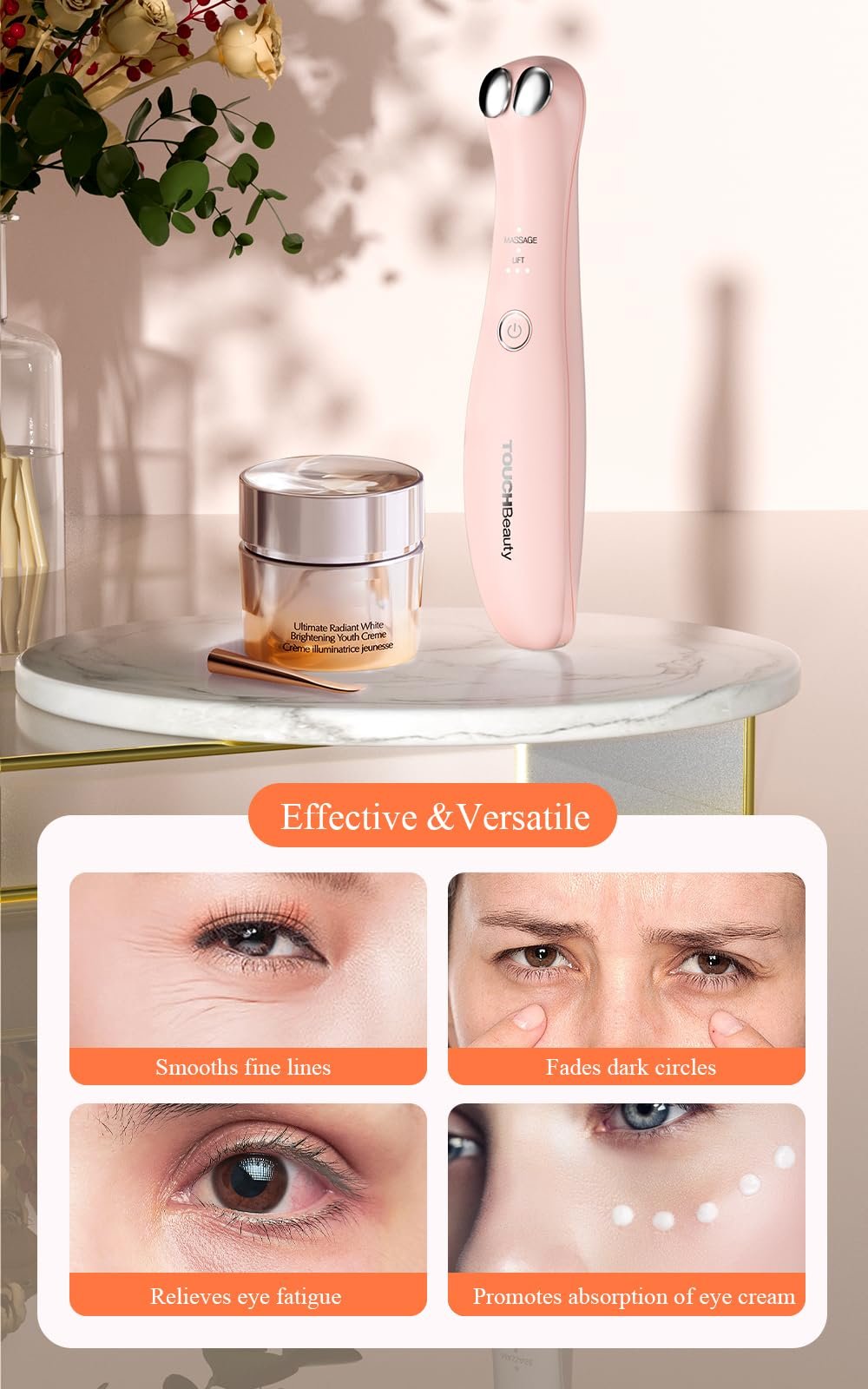 Масажер для очей TOUCHBeauty EMS з нагріванням та вібрацією AG-1883, фото №3