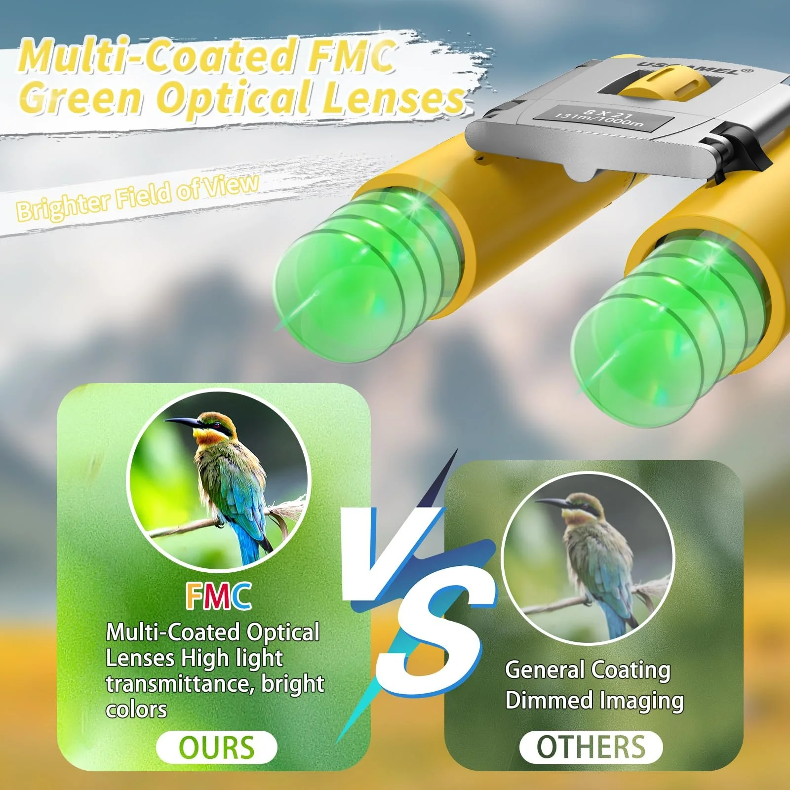 Бінокль USCAMEL 8 x 21 Жовтий, фото №2