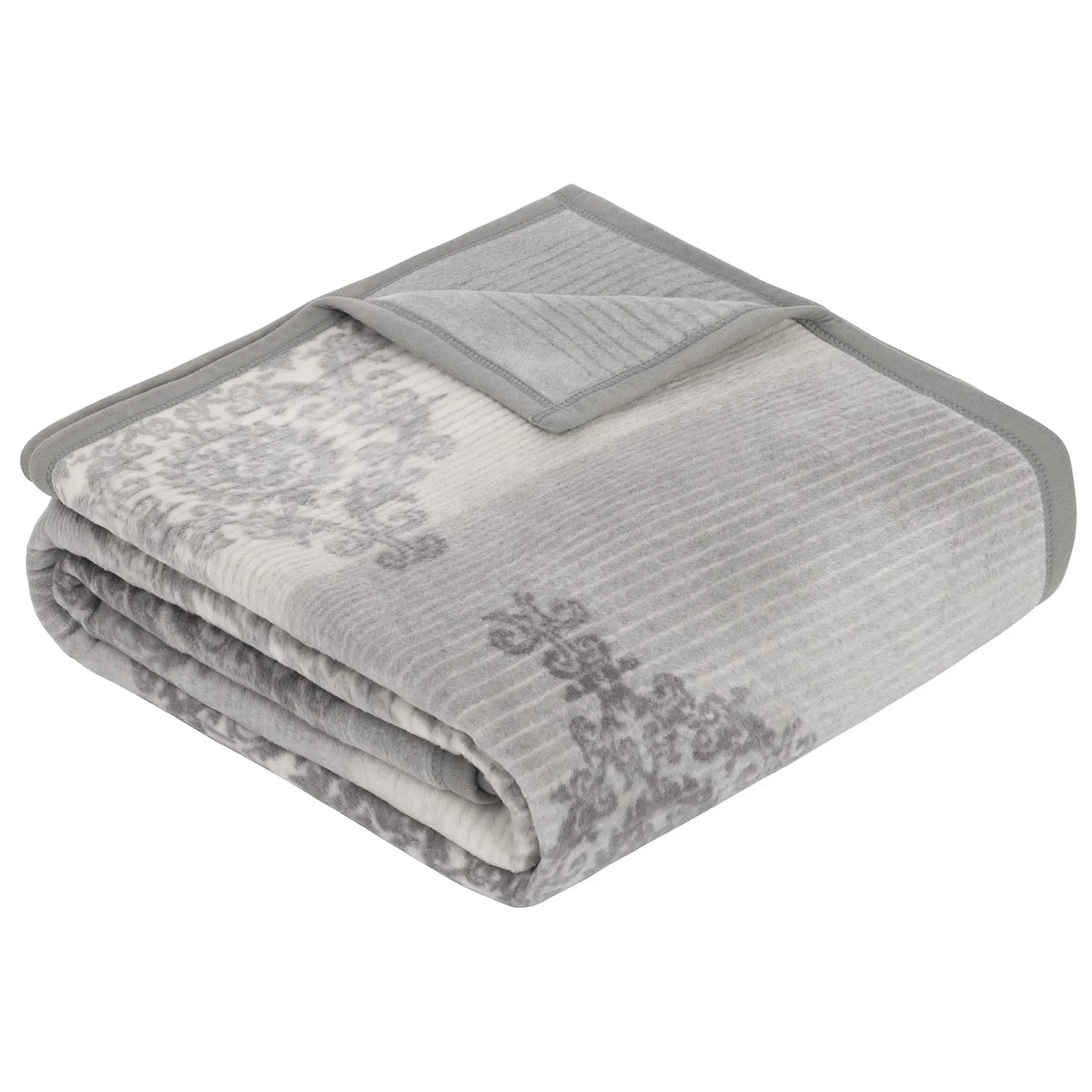 Одеяло Ibena Mogila 150 x 200 см, Смесь хлопка, Мягкое, Теплое и пригодное для стирки, Плюшевое одеяло, Орнаменты Серый Белый, фото №1
