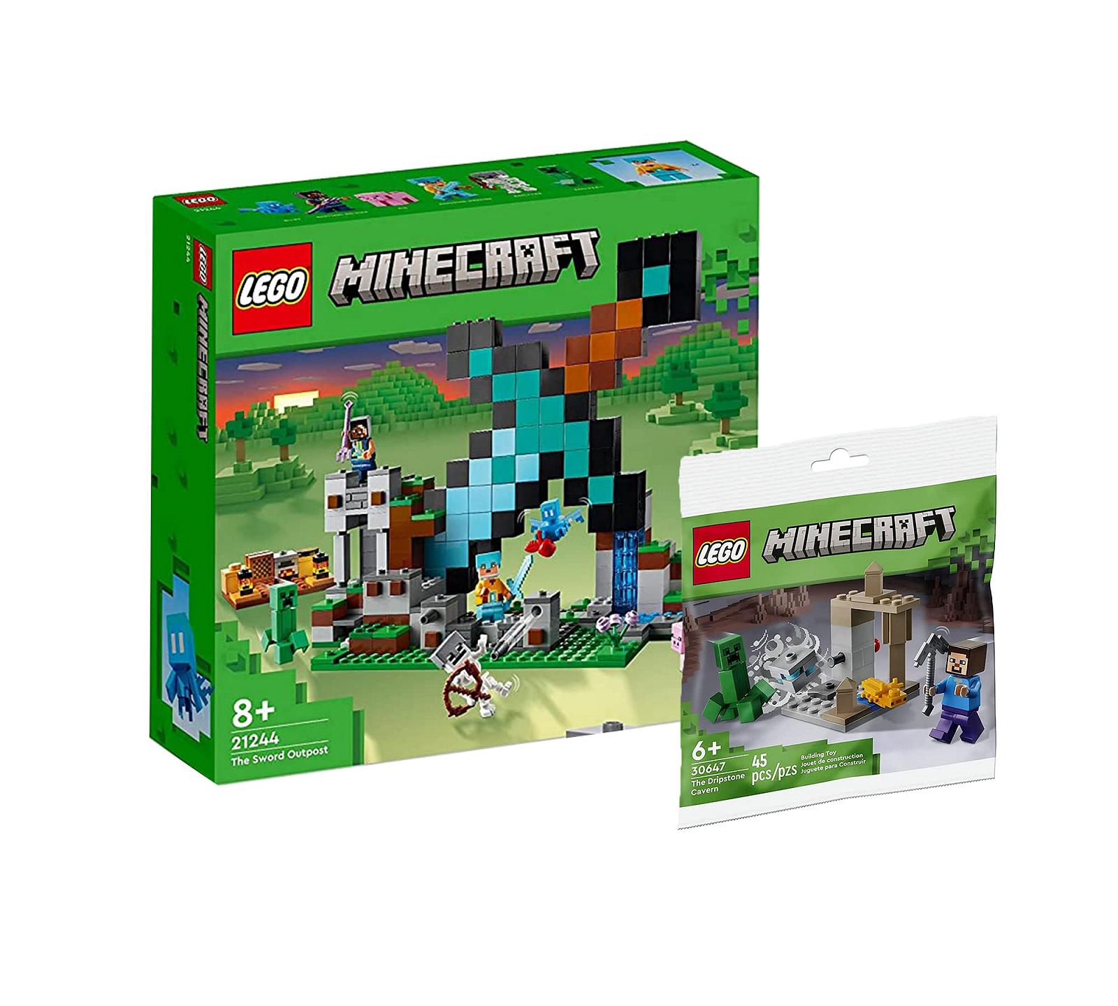 Конструктор Lego Minecraft The Sword Outpost 21244 + The Stalactite Cave 30647 для детей, фото №1