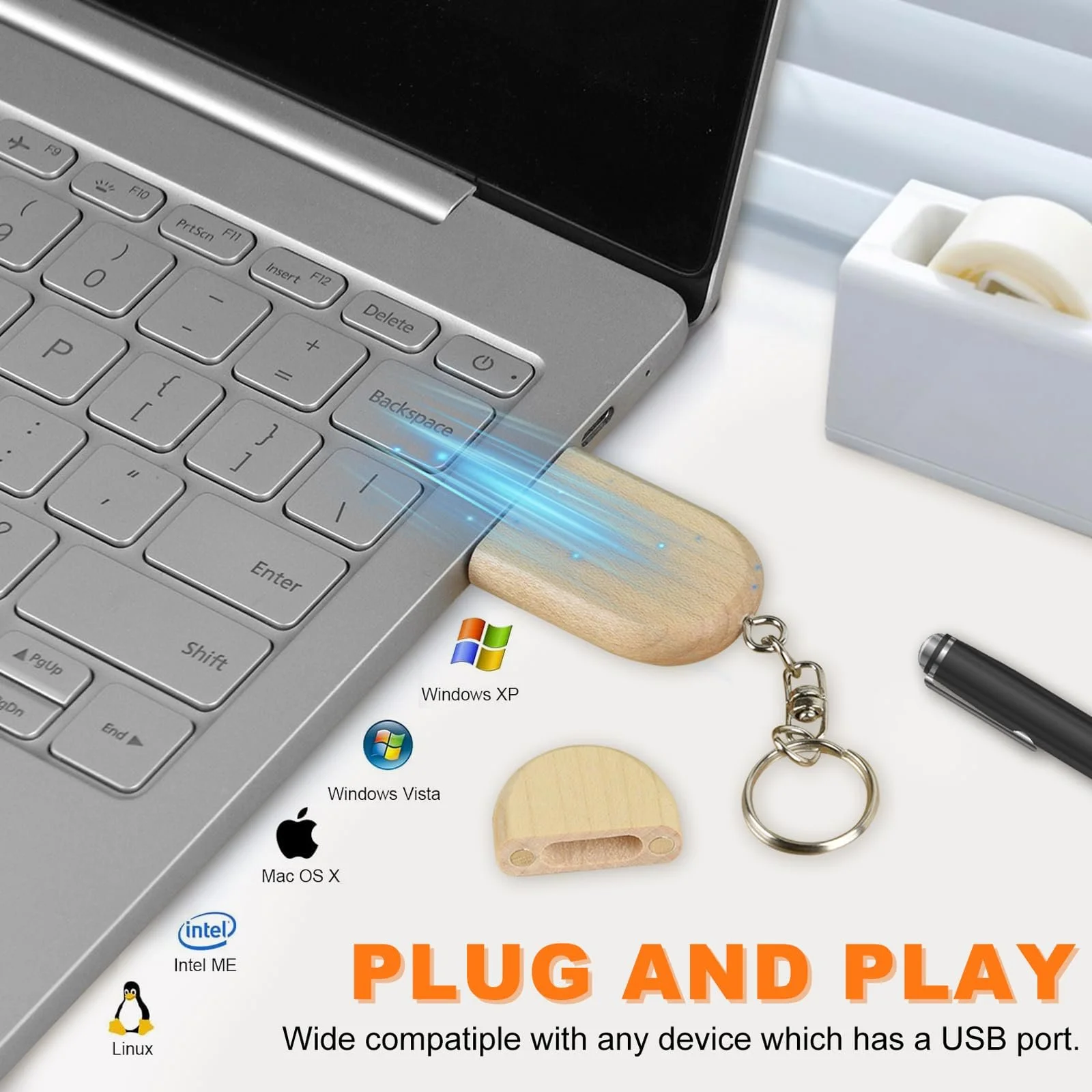 USB-флеш-накопичувач Wooden USB 2.0 64 GB з дерев'яною коробкою, фото №4